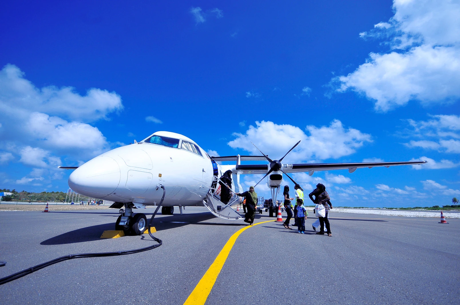 A training aircraft with flight personnel