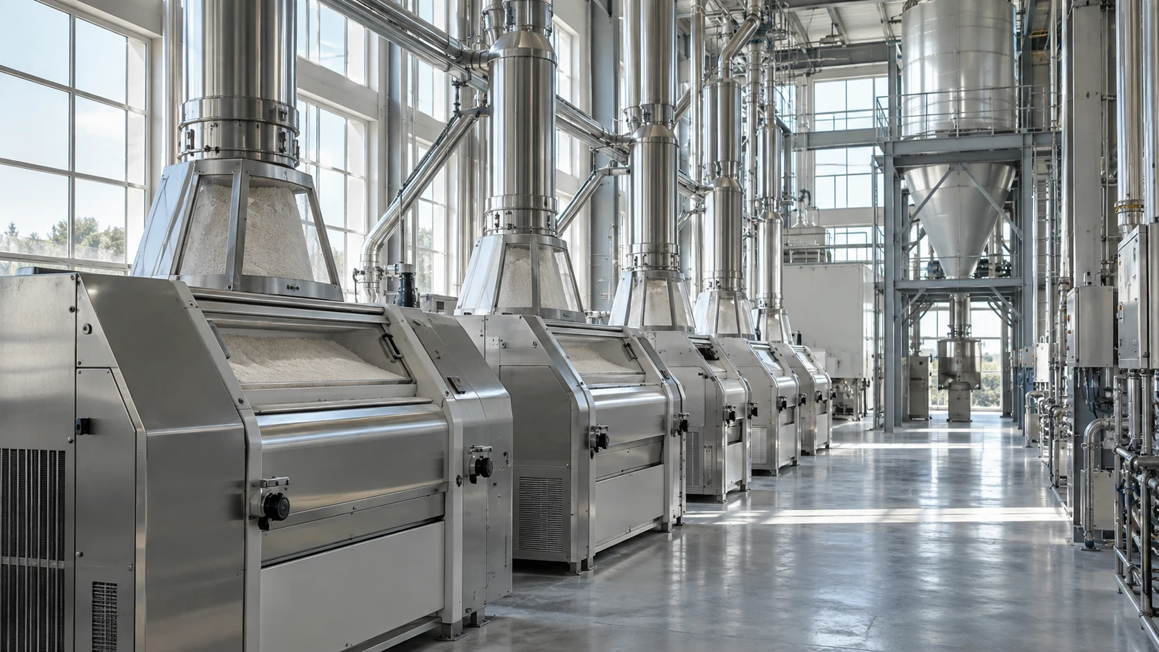 Contemporary wheat-milling equipment, representing the proposed DZF processing programme