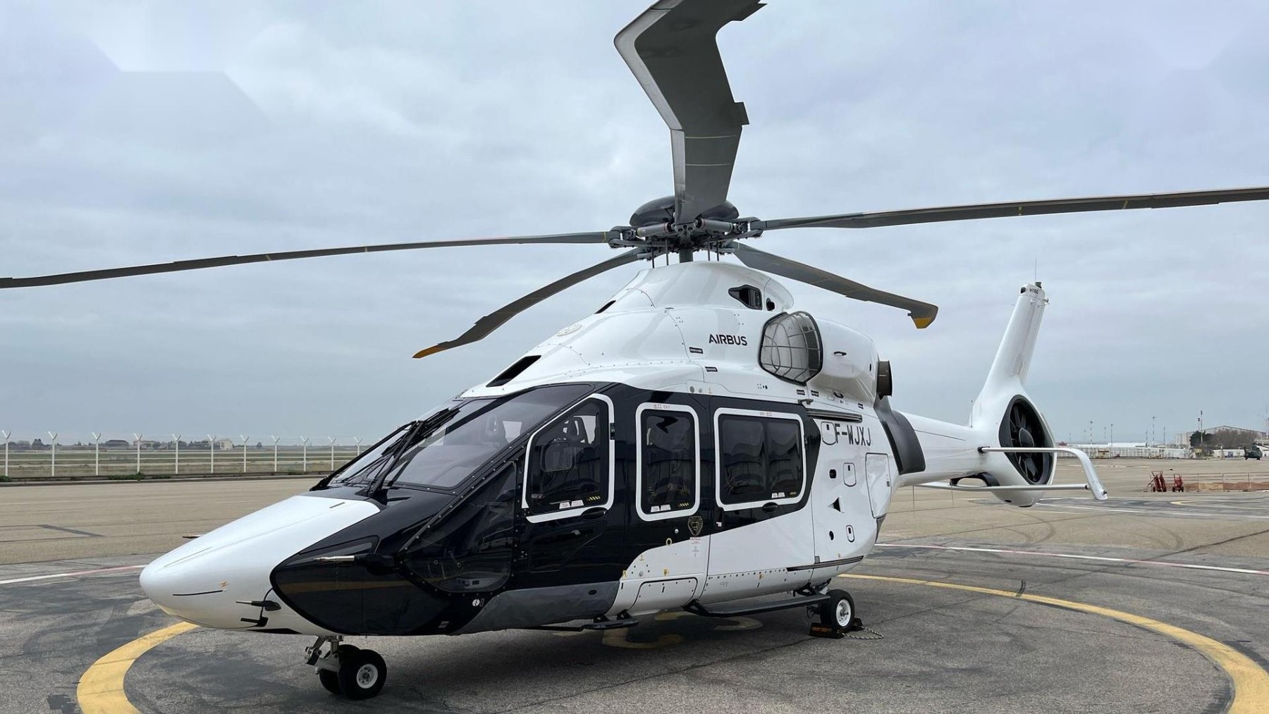 A helicopter prepared on the tarmac