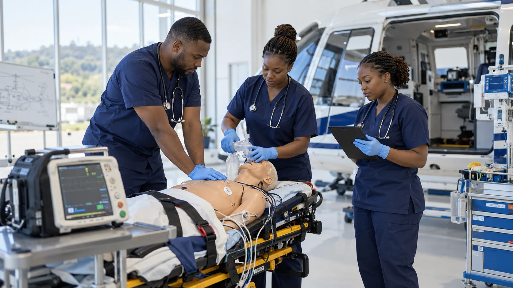 Clinical teams practising emergency medical care